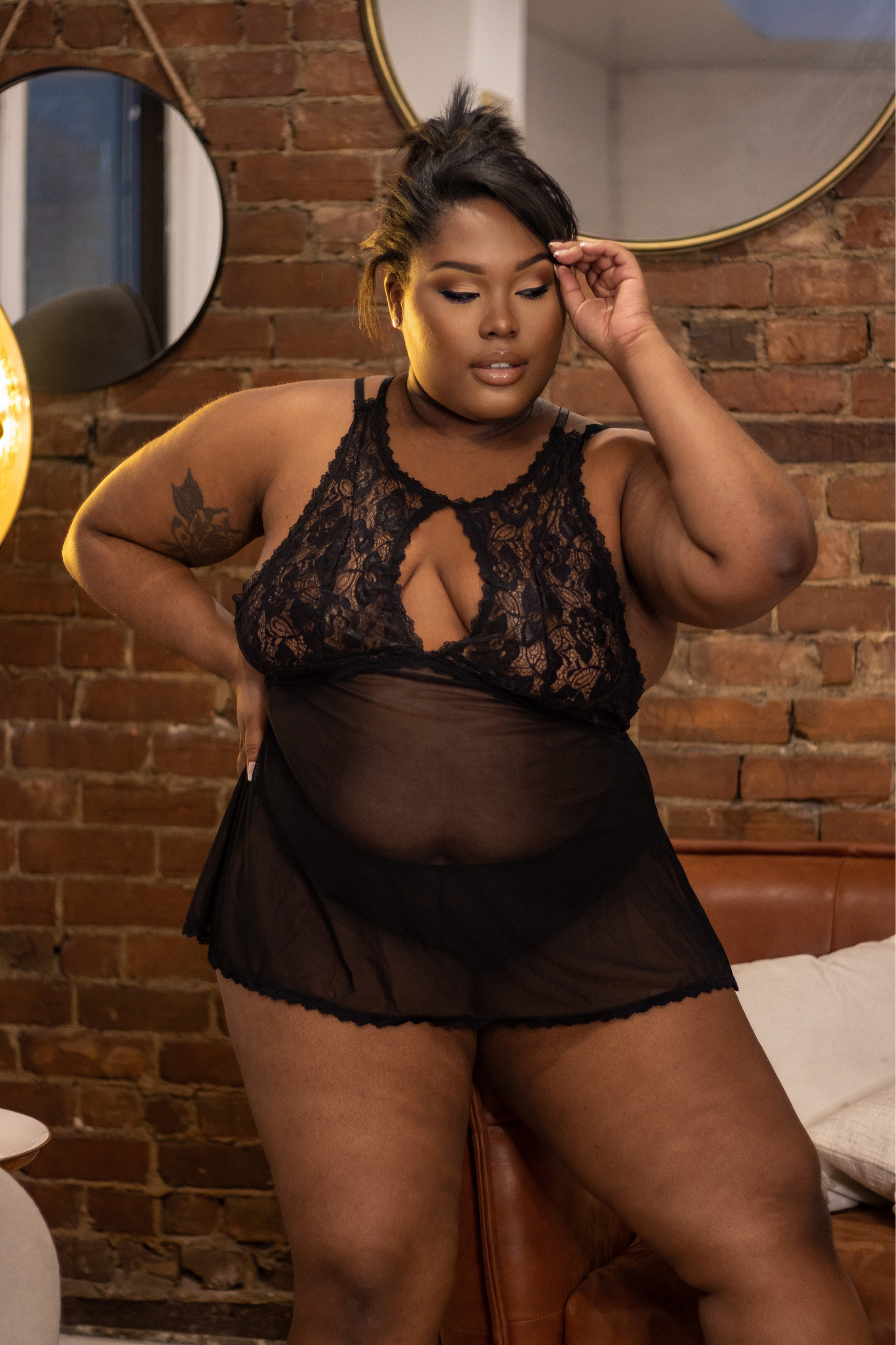 Nuisette en dentelle Ella Taille plus | Millie Cosmétiques